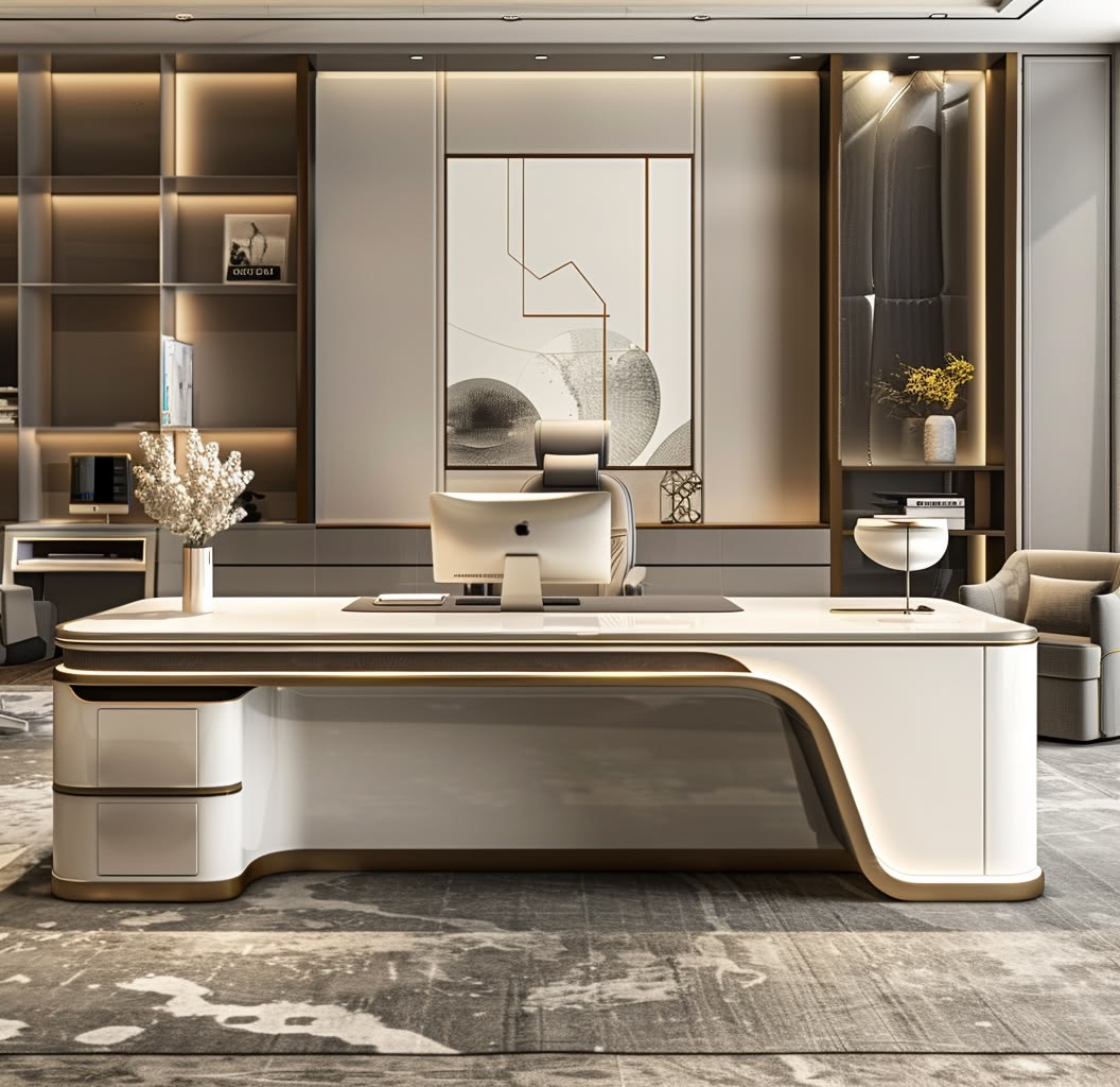 Managing Director Suite with Executive Desk with Leather Blotter & Cable Hub #46